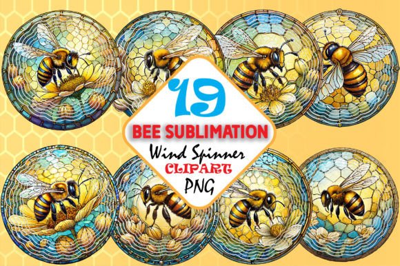 Download Stained Glass Bee Sublimation Round PNG - Png Collection