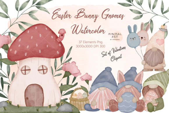 Download 37Watercolor Easter Rabbit Gnome PNG - Png Collection