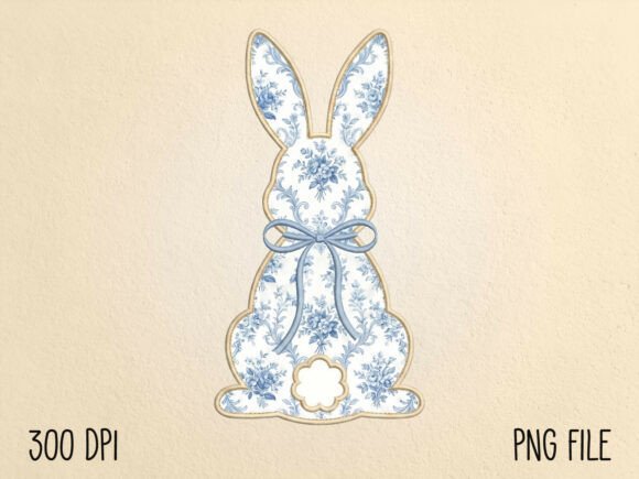 Download Blue Floral Easter Bunny Sublimation PNG - Png Collection