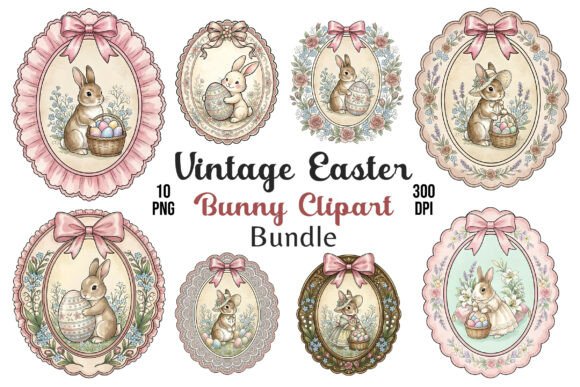 Download Vintage Easter Bunny PNG Bundle 10pcs - Png Collection