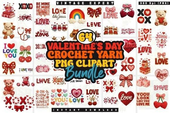Download Valentine Faux Crochet Yarn PNG Bundle - Png Collection