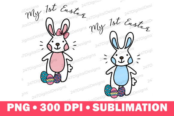 Download 1st Easter Boy Girl PNG Bunny Clipart - Png Collection