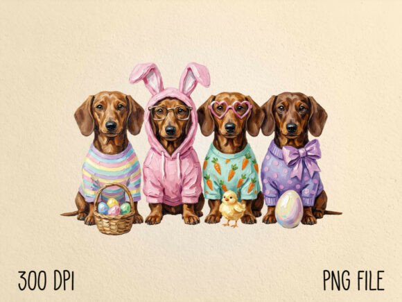 Download Hand Painted Easter Dachshund PNG - Png Collection