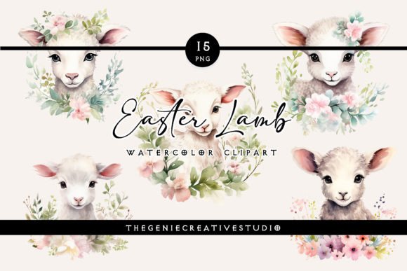 Download Watercolor Easter Lamb PNG Clipart Set - Png Collection