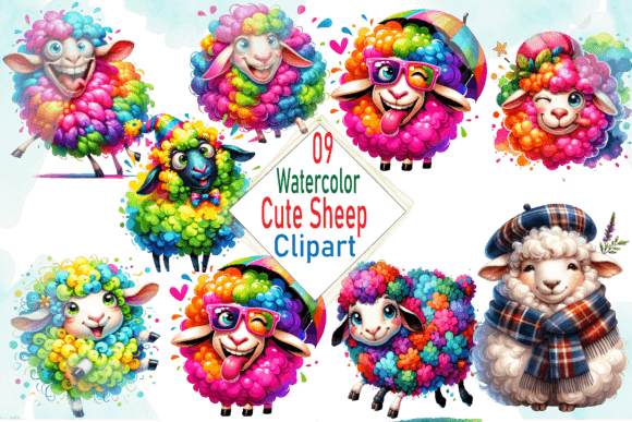Download Watercolor Cute Sheep Clipart Bundle - Watercolor cute sheep clipart Collection