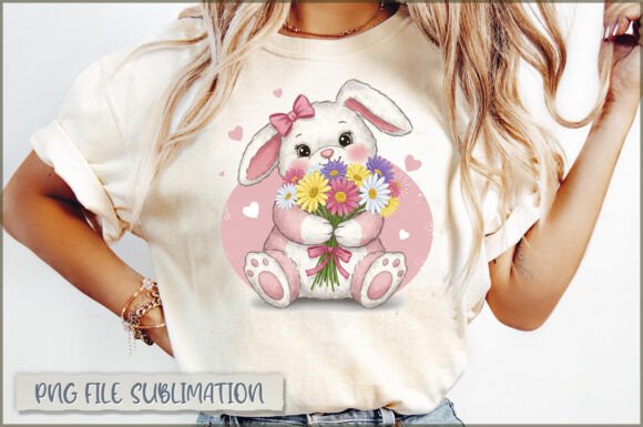 Download Funny Bunny with Flowers PNG - Png Collection