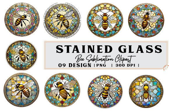 Download Stained Glass Bee Sublimation Round PNG - Png Collection