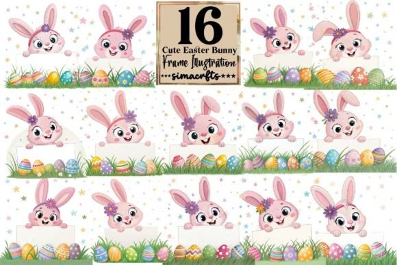 Download Cute Easter Bunny Frame Illustration PNG - Png Collection