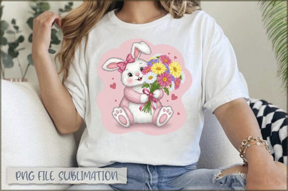 Download Funny Bunny with Flowers PNG - Png Collection