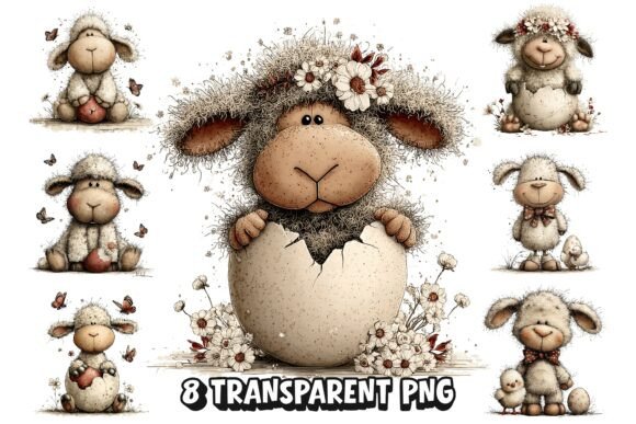 Download 8 Cute Whimsical Easter Lamb PNG Clipart - Png Collection