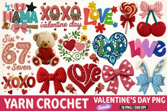 Download Faux Crochet Valentine PNG Bundle - Png Collection