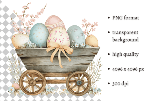 Download Watercolor Easter Eggs Wheelbarrow PNG - Png Collection